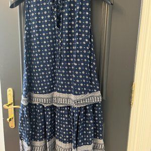 French Connection navy blue floral tiered mini dress, summer dress, size small